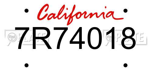 7R74018 California License Plate