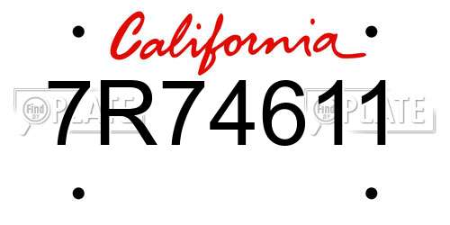 7R74611 California License Plate
