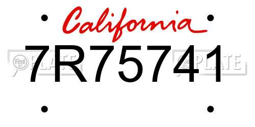 7R75741 California License Plate