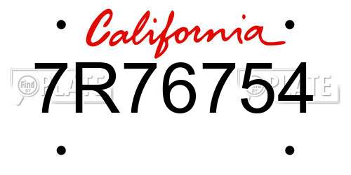 7R76754 California License Plate