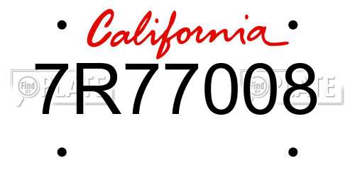 7R77008 California License Plate
