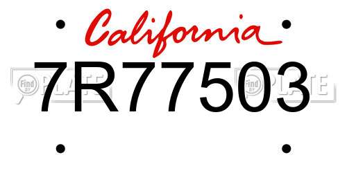 7R77503 California License Plate