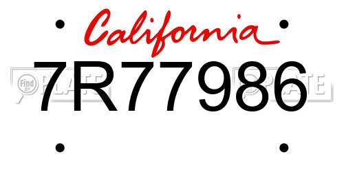 7R77986 California License Plate