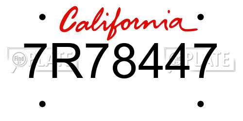 7R78447 California License Plate