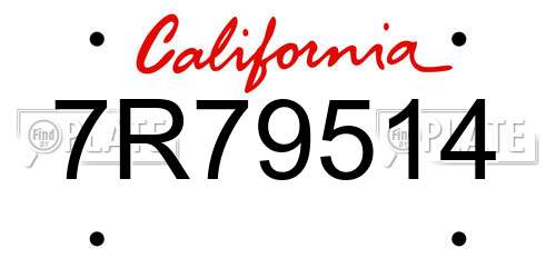 7R79514 California License Plate
