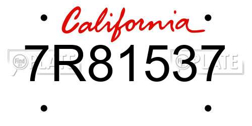 7R81537 California License Plate