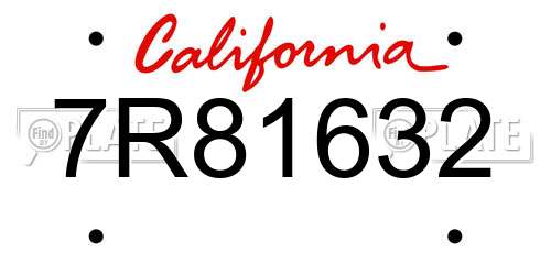 7R81632 California License Plate