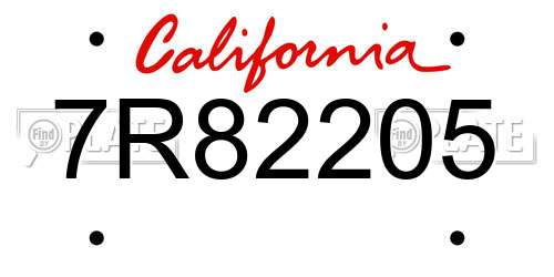 7R82205 California License Plate