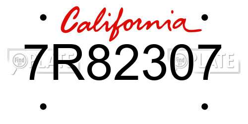 7R82307 California License Plate