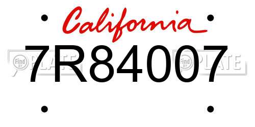 7R84007 California License Plate