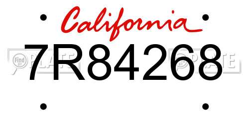 7R84268 California License Plate