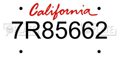 7R85662 California License Plate