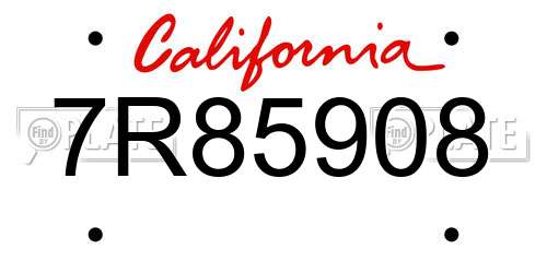 7R85908 California License Plate