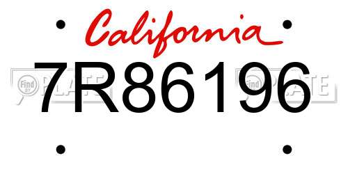 7R86196 California License Plate
