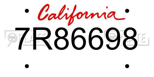 7R86698 California License Plate