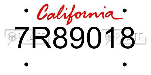 7R89018 California License Plate