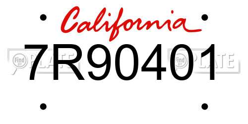 7R90401 California License Plate