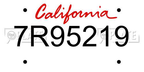 7R95219 California License Plate