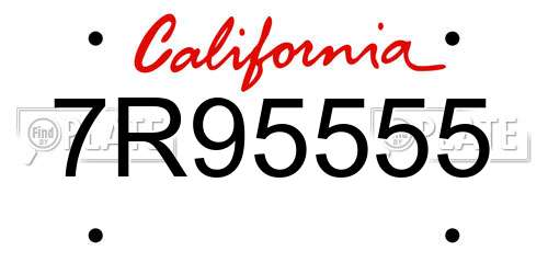 7R95555 California License Plate
