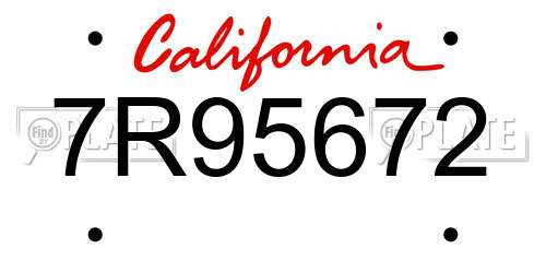 7R95672 California License Plate