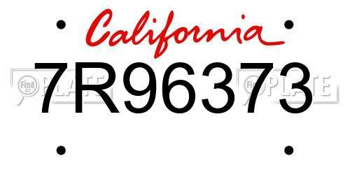 7R96373 California License Plate