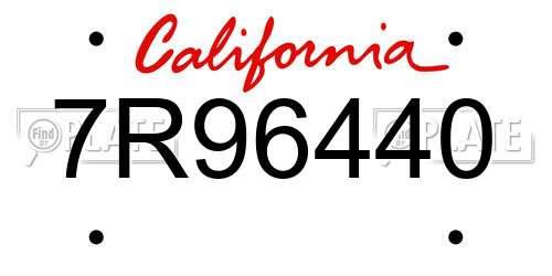 7R96440 California License Plate