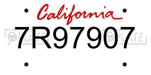 7R97907 California License Plate