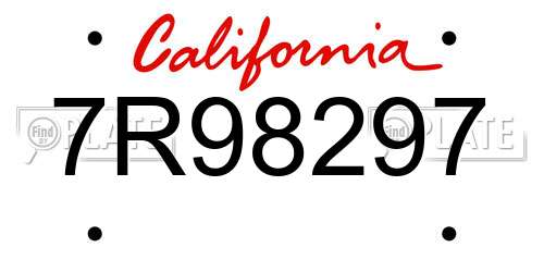 7R98297 California License Plate