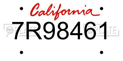 7R98461 California License Plate