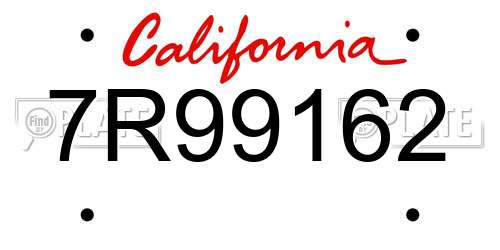 7R99162 California License Plate