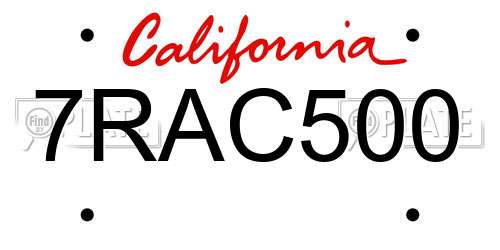 7RAC500 California License Plate