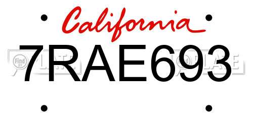 7RAE693 California License Plate