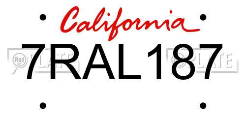 7RAL187 California License Plate