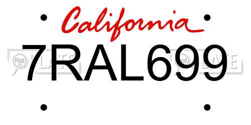 7RAL699 California License Plate