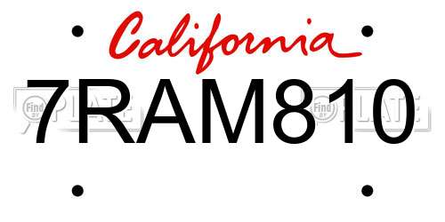 7RAM810 California License Plate