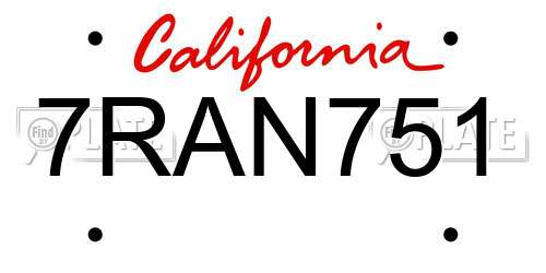 7RAN751 California License Plate