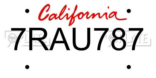 7RAU787 California License Plate