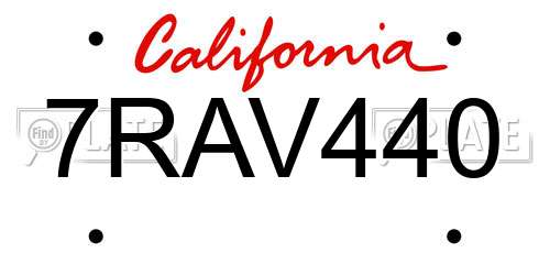 7RAV440 California License Plate