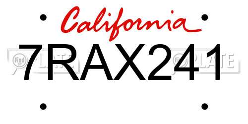 7RAX241 California License Plate