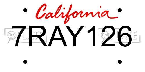 7RAY126 California License Plate