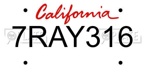 7RAY316 California License Plate