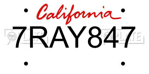 7RAY847 California License Plate