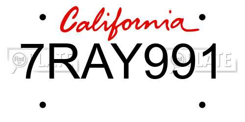 7RAY991 California License Plate