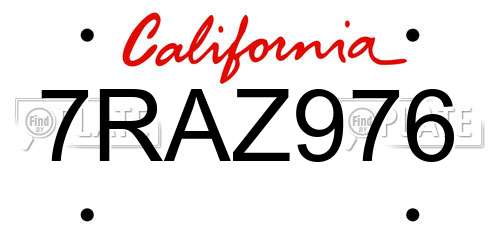 7RAZ976 California License Plate
