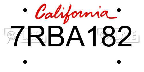 7RBA182 California License Plate