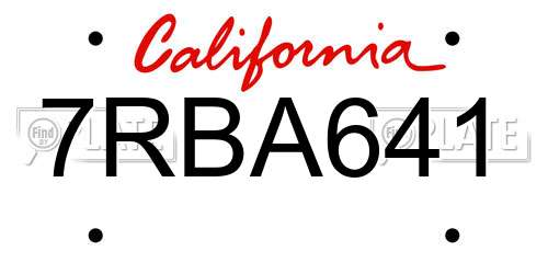 7RBA641 California License Plate