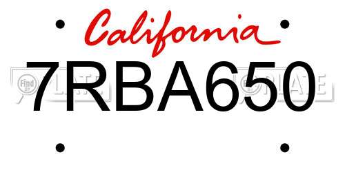 7RBA650 California License Plate