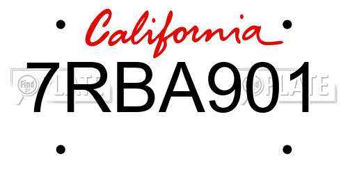 7RBA901 California License Plate