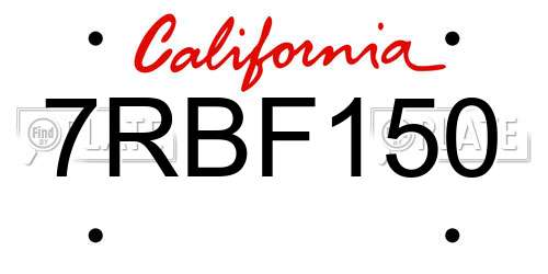 7RBF150 California License Plate