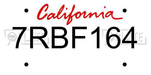 7RBF164 California License Plate